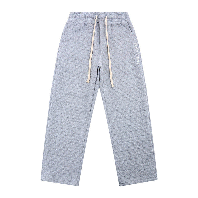 Checkerboard Clip Velvet Hidden Check Embroidered Knitted Trousers Man