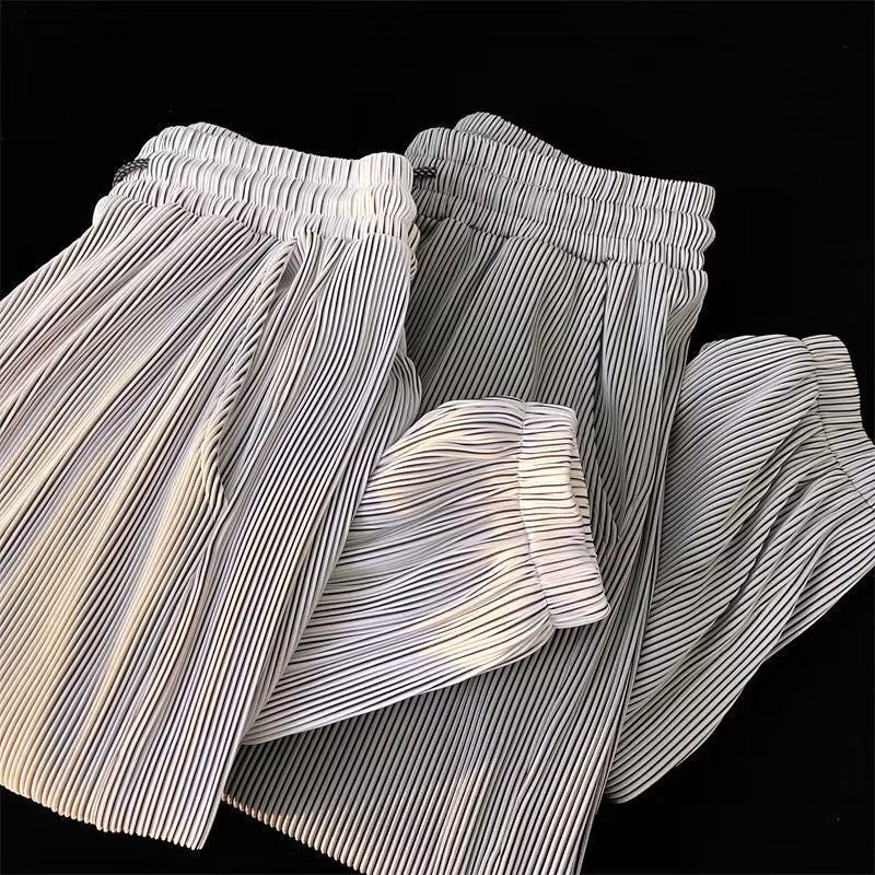 Ice Silk Pants Men's Casual Trousers Thin Ankle-tied Fashion Brand Loose Ankle-length Sports Pants