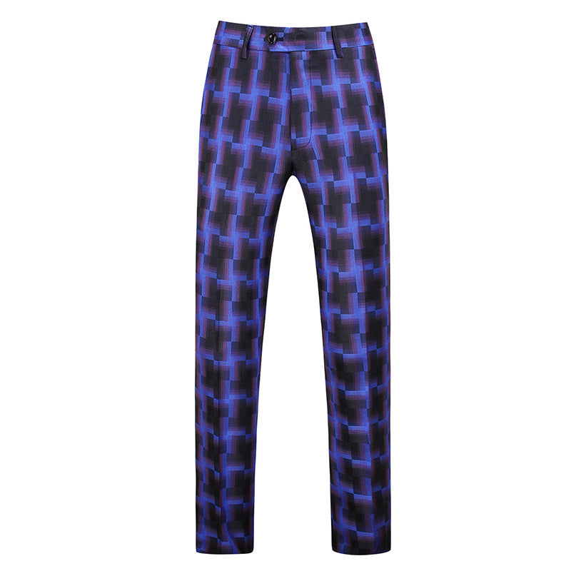 Printed Men's Suit Casual Pants Straight Slim Fit Trousers