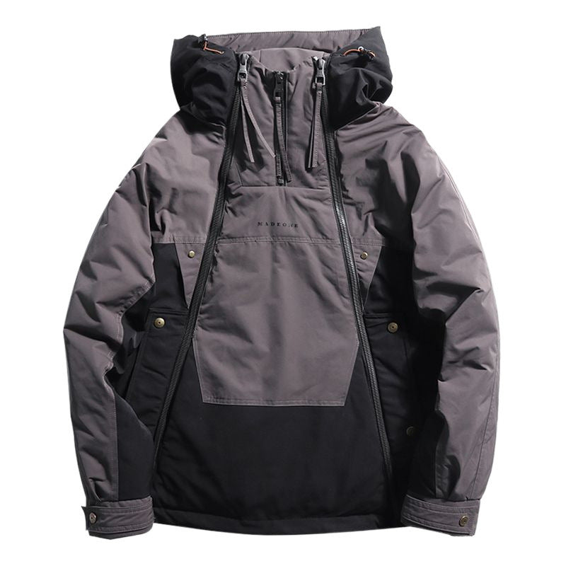 Double Zipper Design Trendy Casual Down Niche Warm Jacket