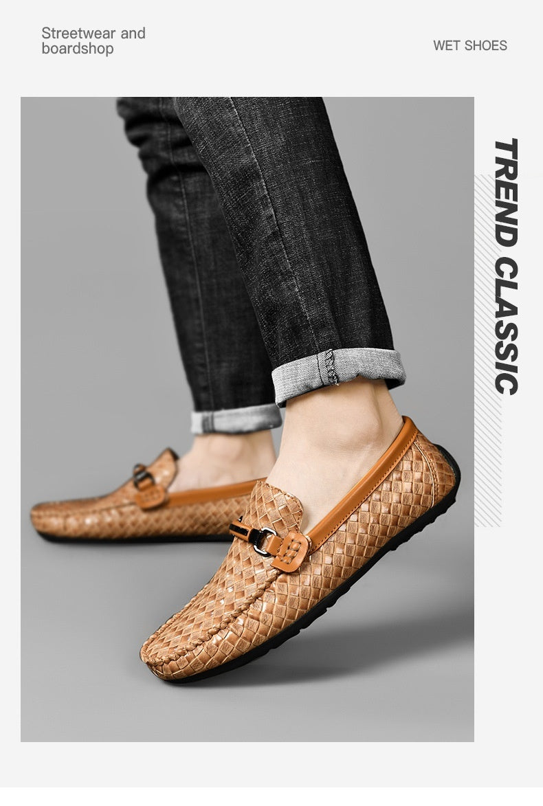 Men's Hollow-out Light Soft Flat Leather Shoes