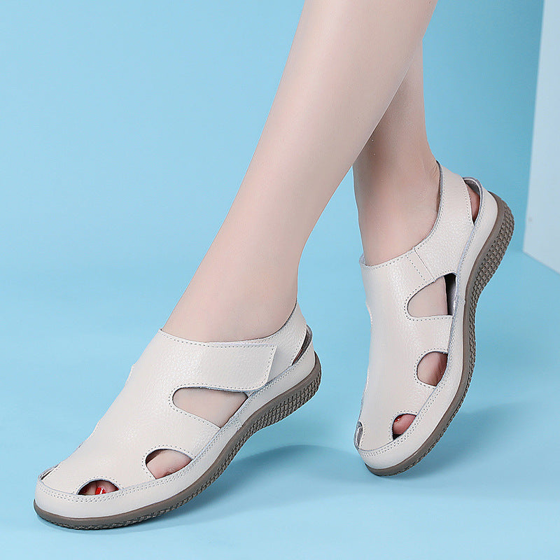 Women's Hollow Leather Casual Sandals