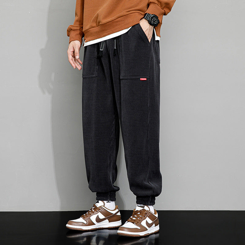 Men's Plus-sized Loose Wide Leg Corduroy Sports Casual Pants