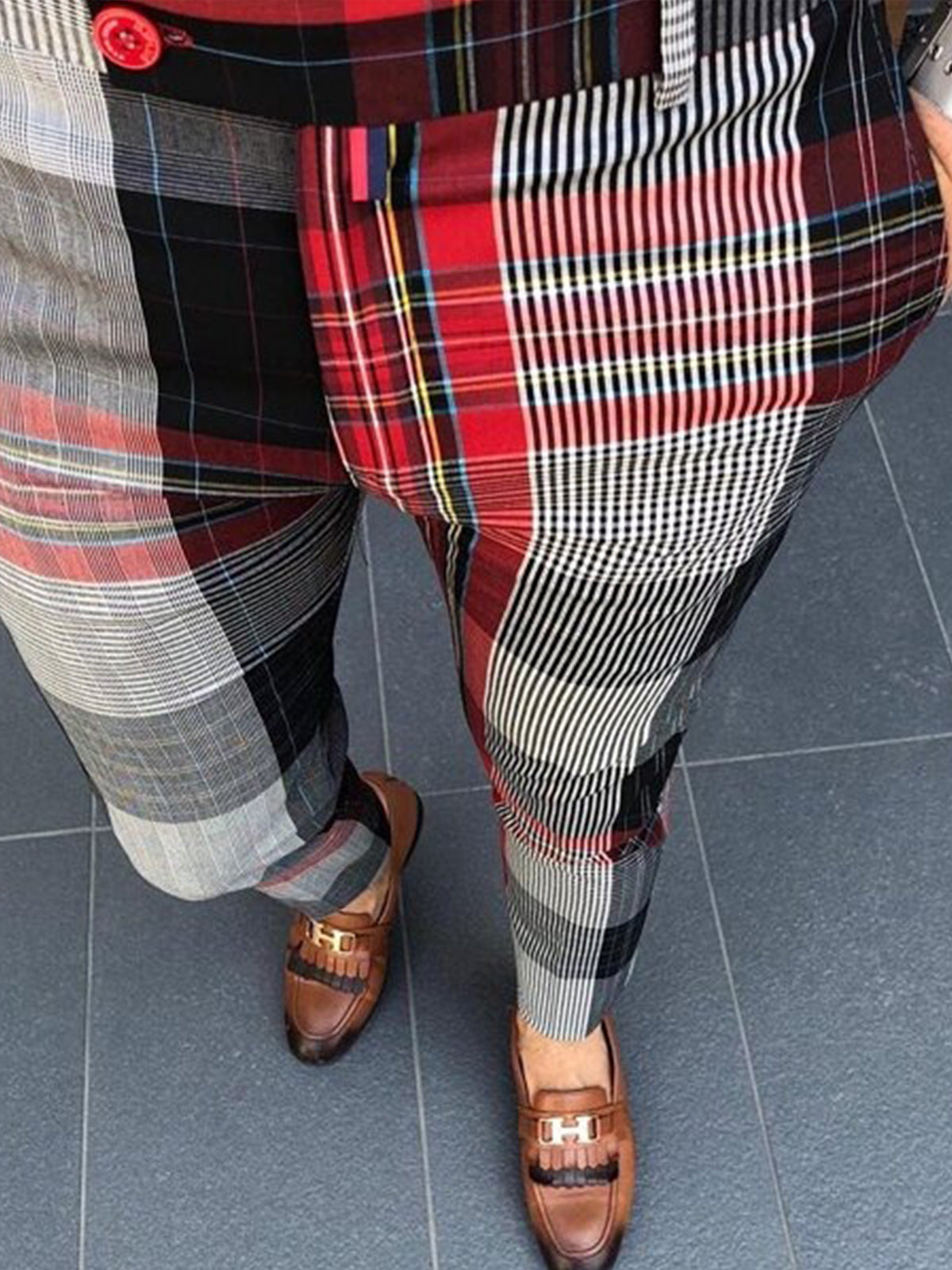 European And American New Plaid Print Men's Casual Trousers