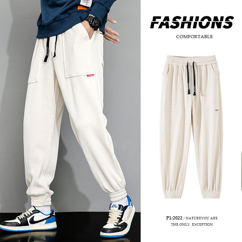 Men's Plus-sized Loose Wide Leg Corduroy Sports Casual Pants