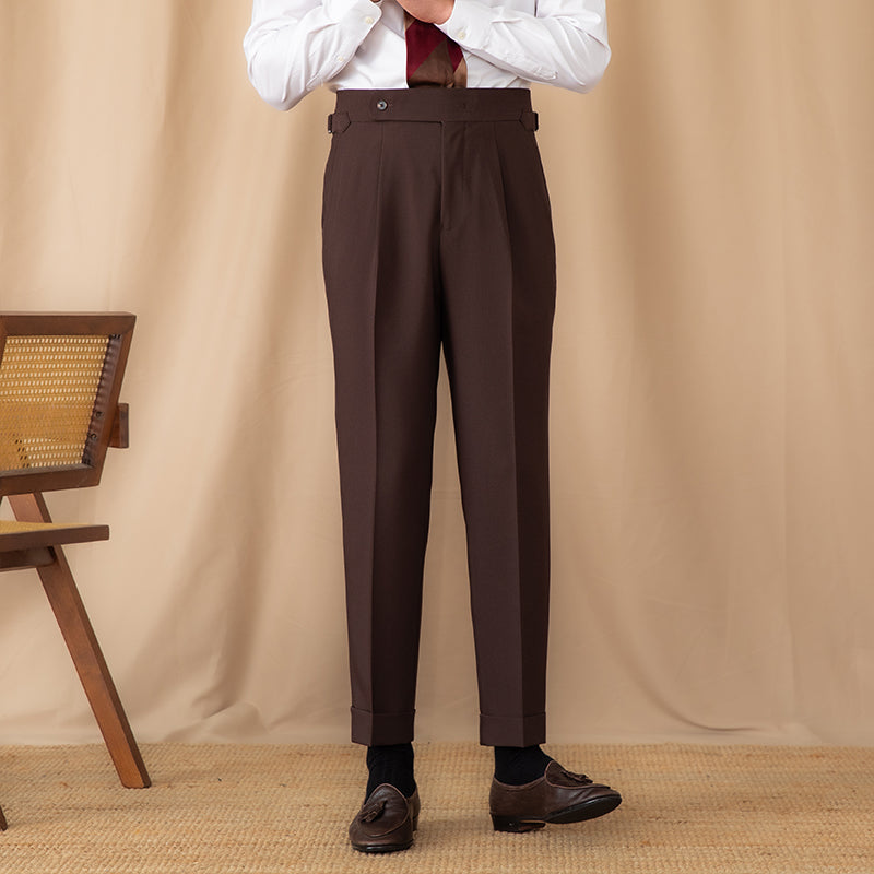 Advanced Design Men's High Waist Pure Color Straight Suit Pants