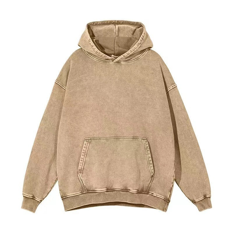 Retro Washed Sweater Loose Men's Collarless
