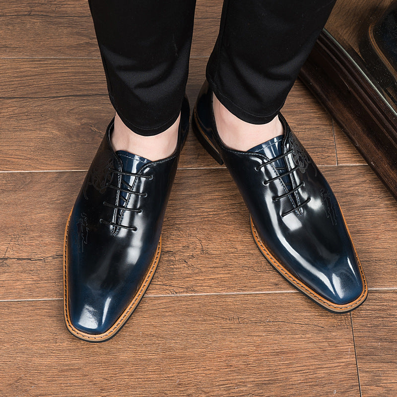 Laser Carved Business British Calf Head Work Leather Shoes
