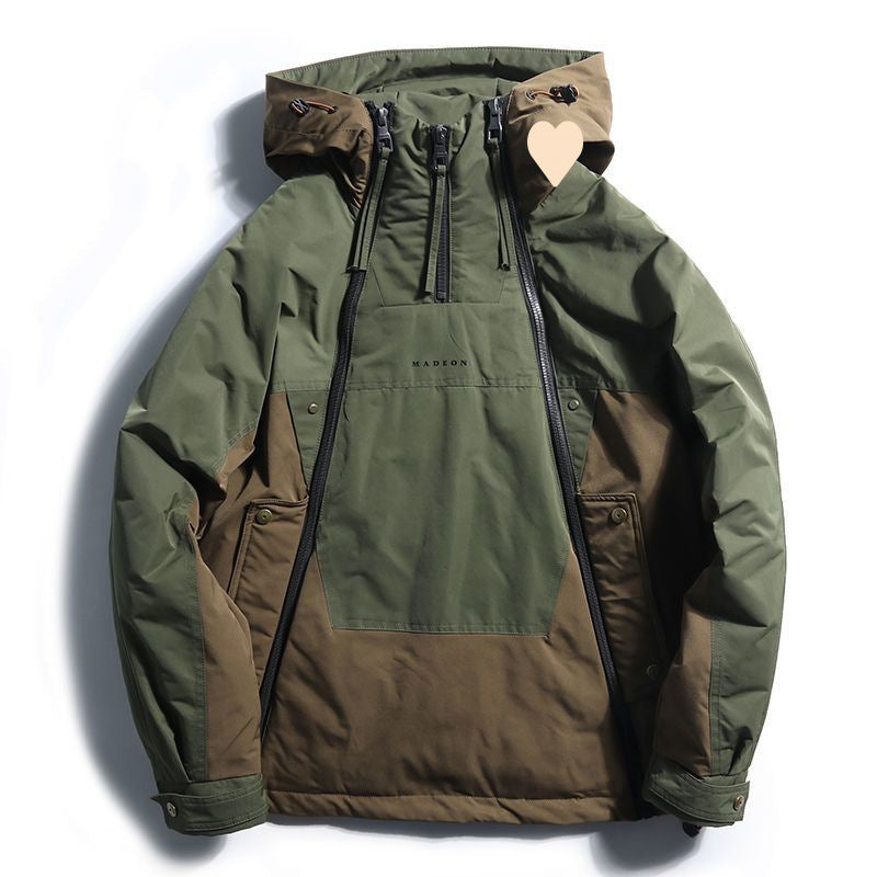Double Zipper Design Trendy Casual Down Niche Warm Jacket