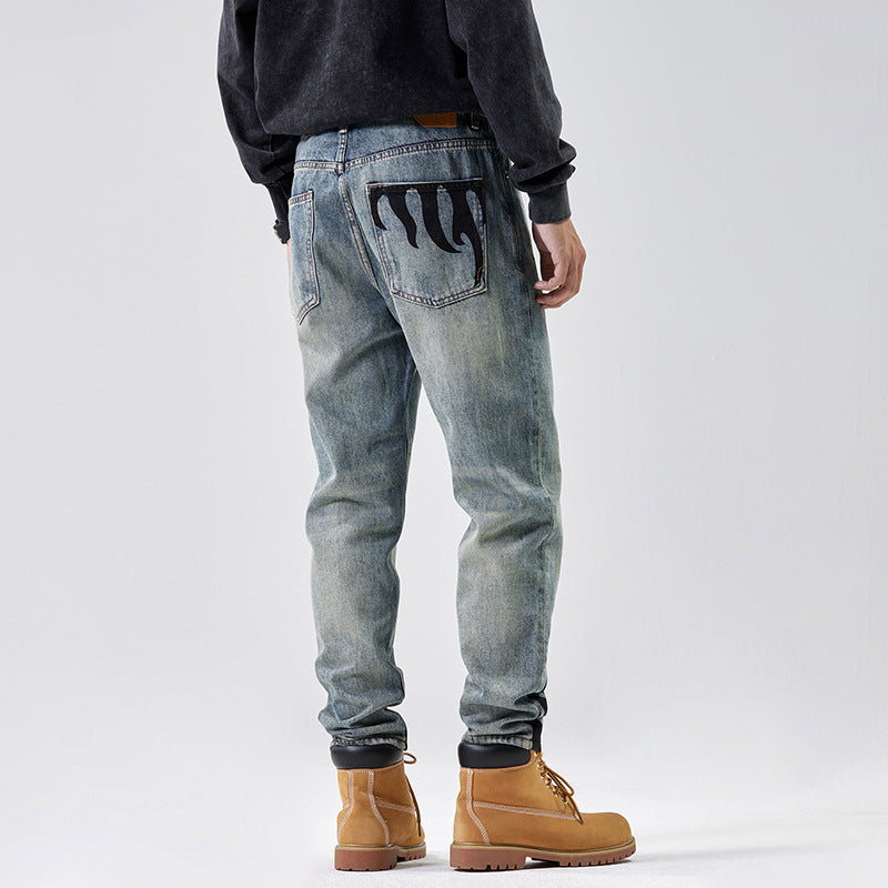 Blue Distressed Loose Straight Jeans