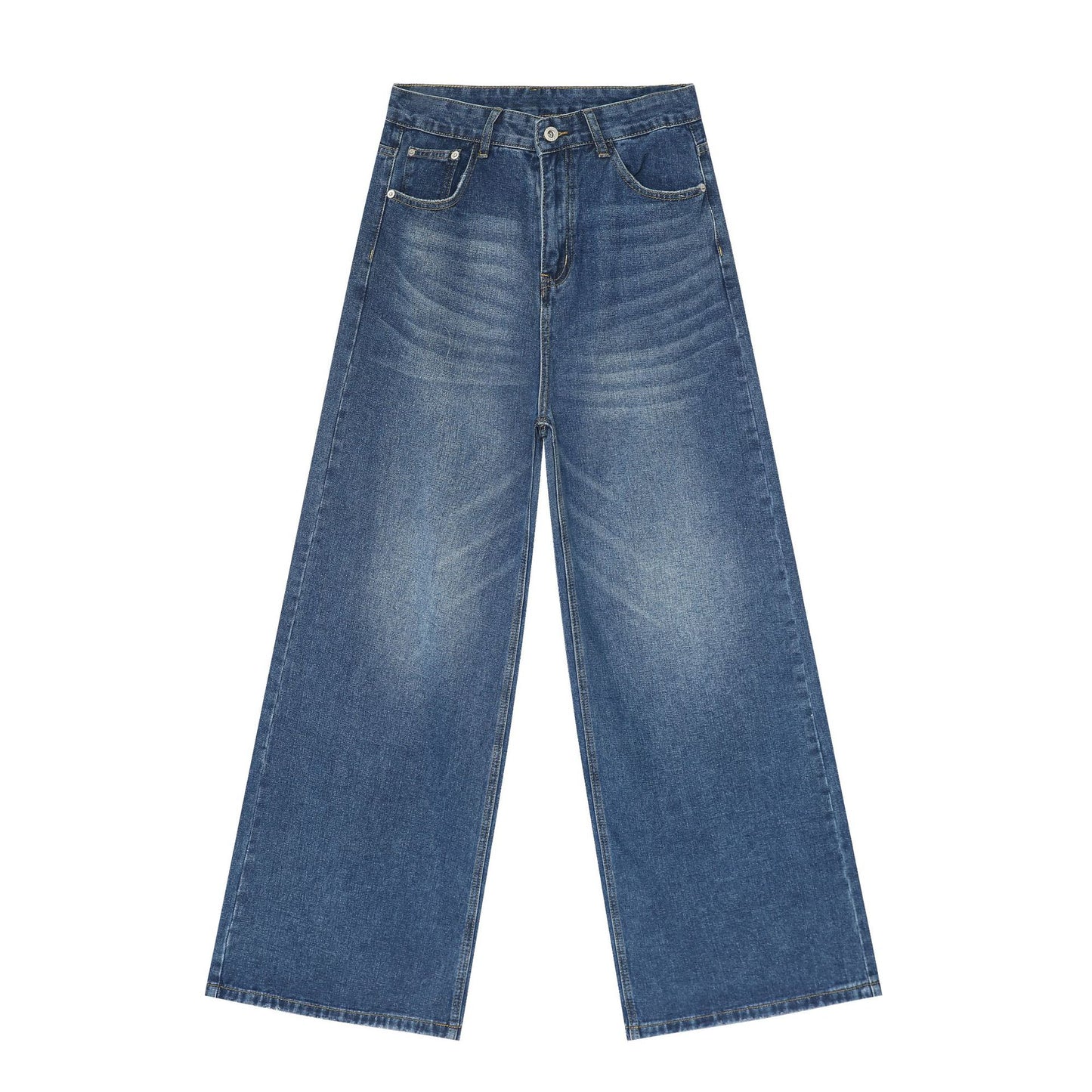 Men's Pu Shuai Korean Version Loose Washed-out Straight Wide Leg Mop Pants