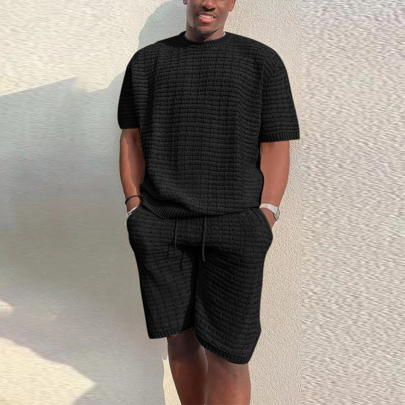 Men's Fashion Casual Exercise Loose Short Sleeve Shirt Shorts Suit