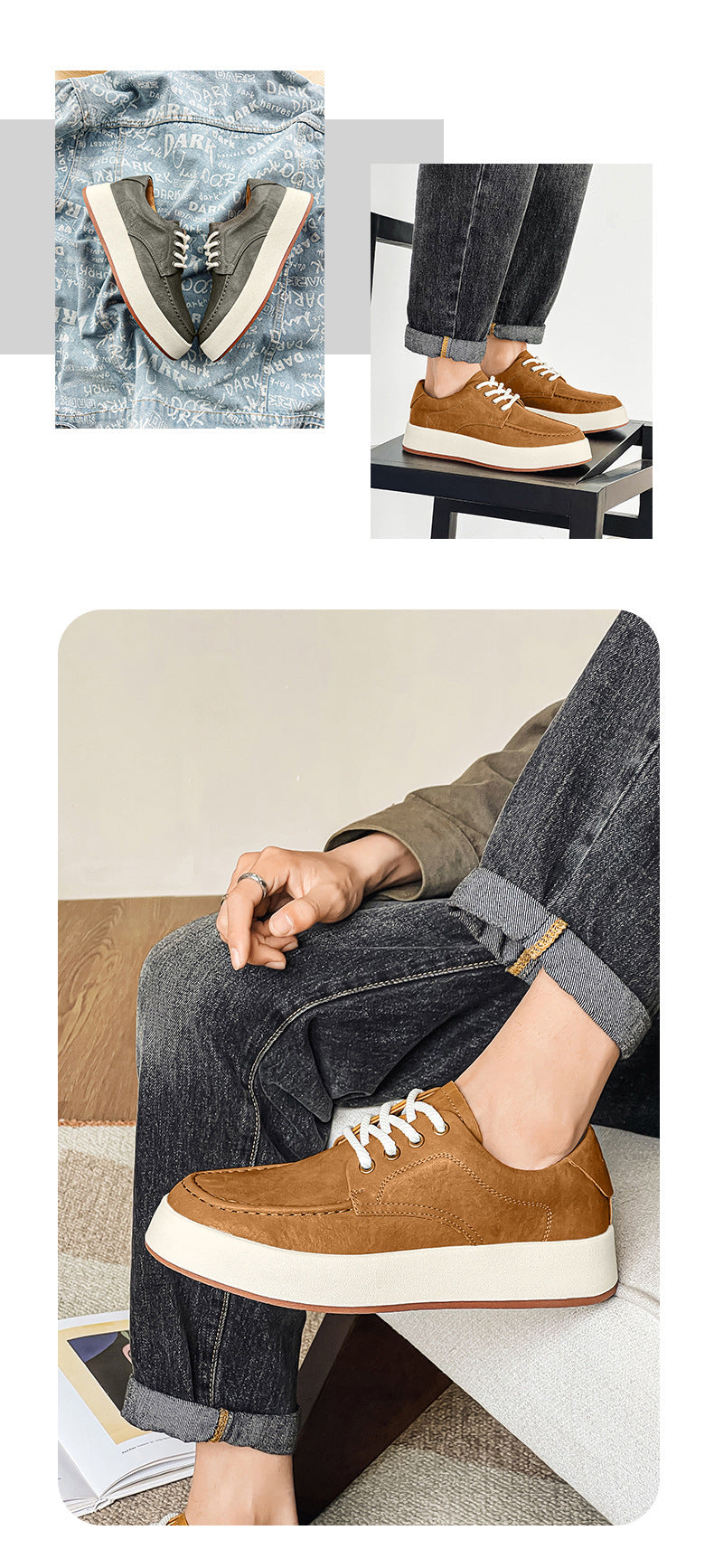 Casual Men's Lace-up Platform Casual Shoes