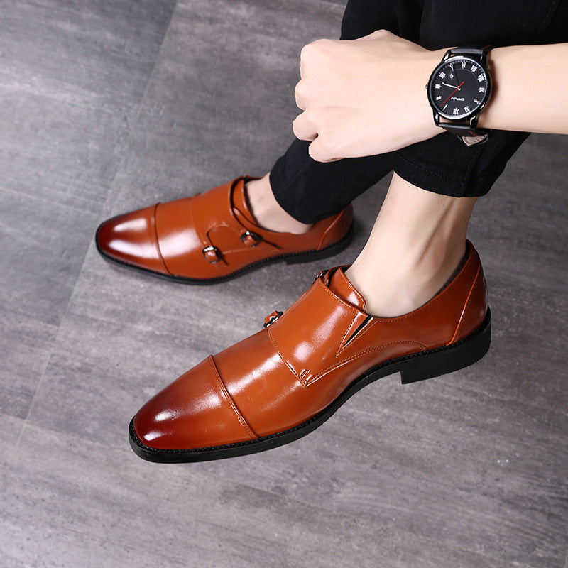 Men's Leather Shoes Double Buckle Men's Shoes Extra Large Size