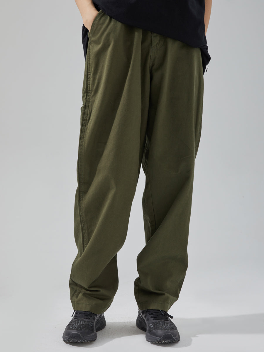 Men's Built-in Belt Simple Solid Color Straight Leg Pants