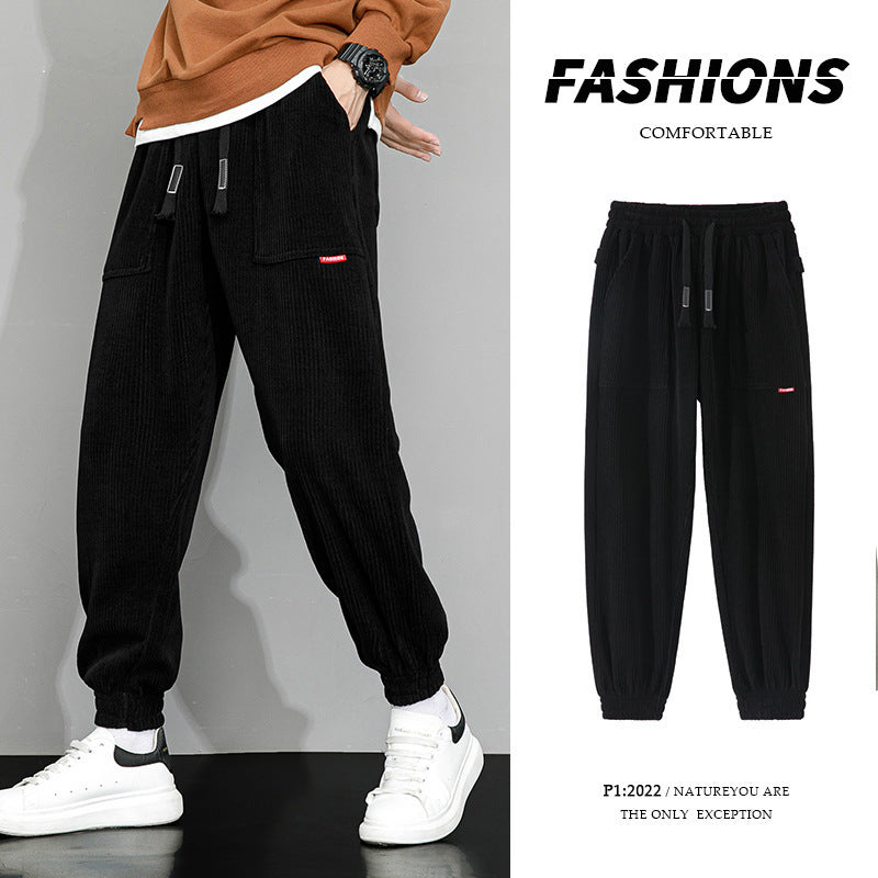 Men's Plus-sized Loose Wide Leg Corduroy Sports Casual Pants