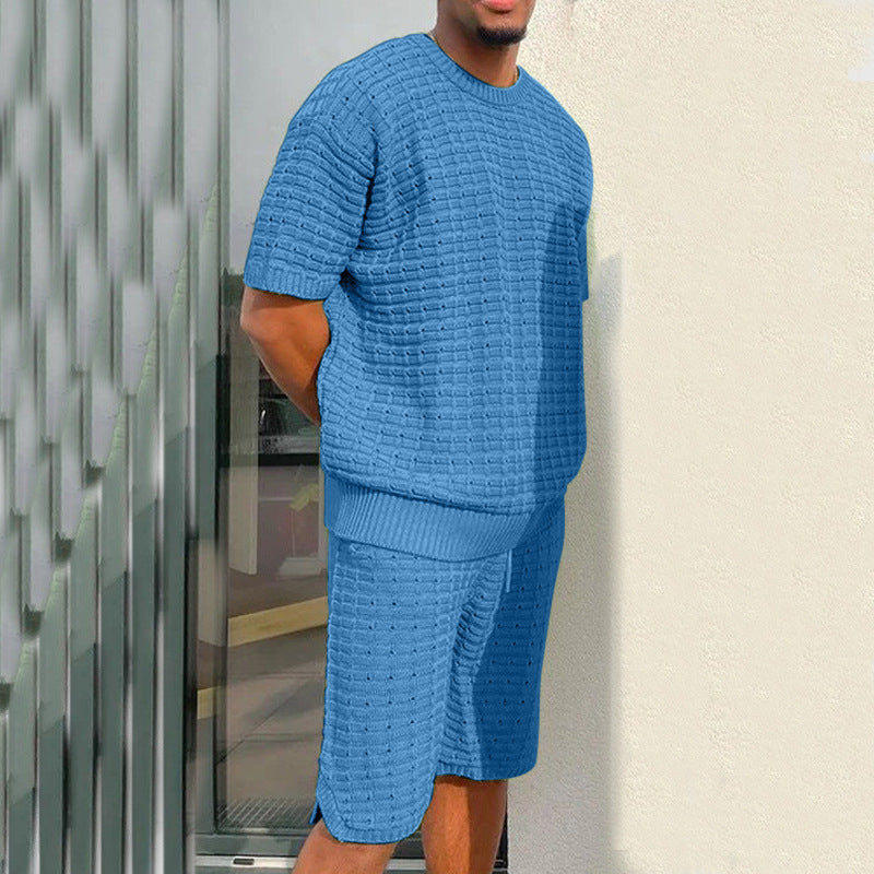 Men's Fashion Casual Exercise Loose Short Sleeve Shirt Shorts Suit