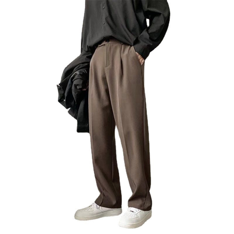Men's Trendy Loose Straight Long Pants Hong Kong Style All-matching Draping Wide Leg Leisure Suit Pants