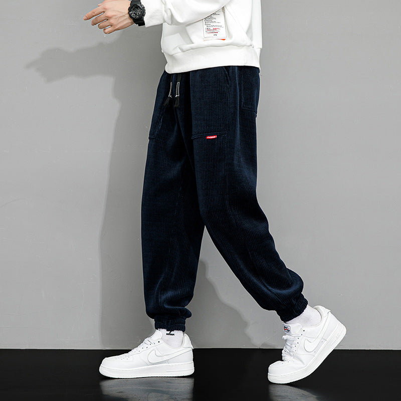 Men's Plus-sized Loose Wide Leg Corduroy Sports Casual Pants