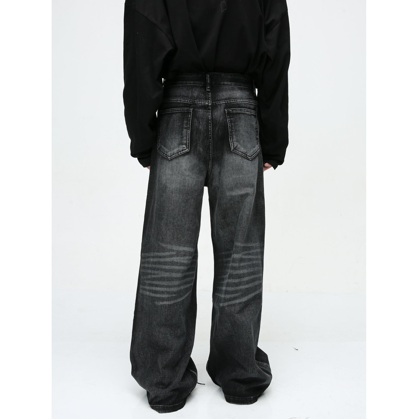 New American High Street Pu Handsome Mop Straight Loose Jeans