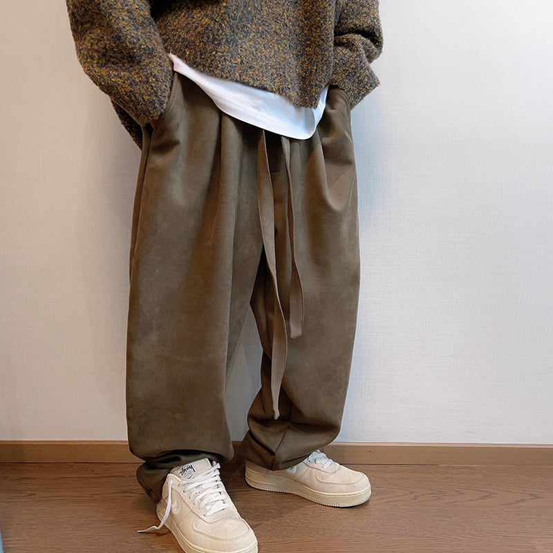 Men's Ribbon Suede Retro Matchet Pants