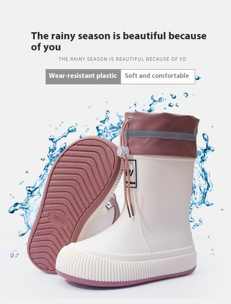 Trendy Mid-calf Length Comfortable Waterproof Lightweight Non-slip Soft Wear-resistant Platform Rain Boots