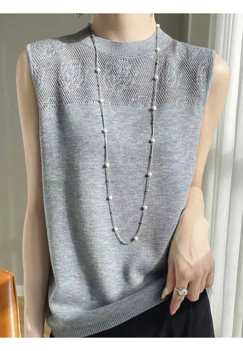 Women's Summer Round Neck Ice Silk Sweater Vest