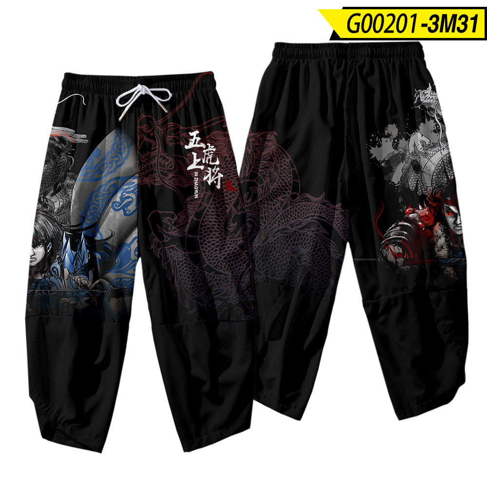 Men's Casual Pants Sun Moon 3D Creative Digital Printing Casual Cropped Pants