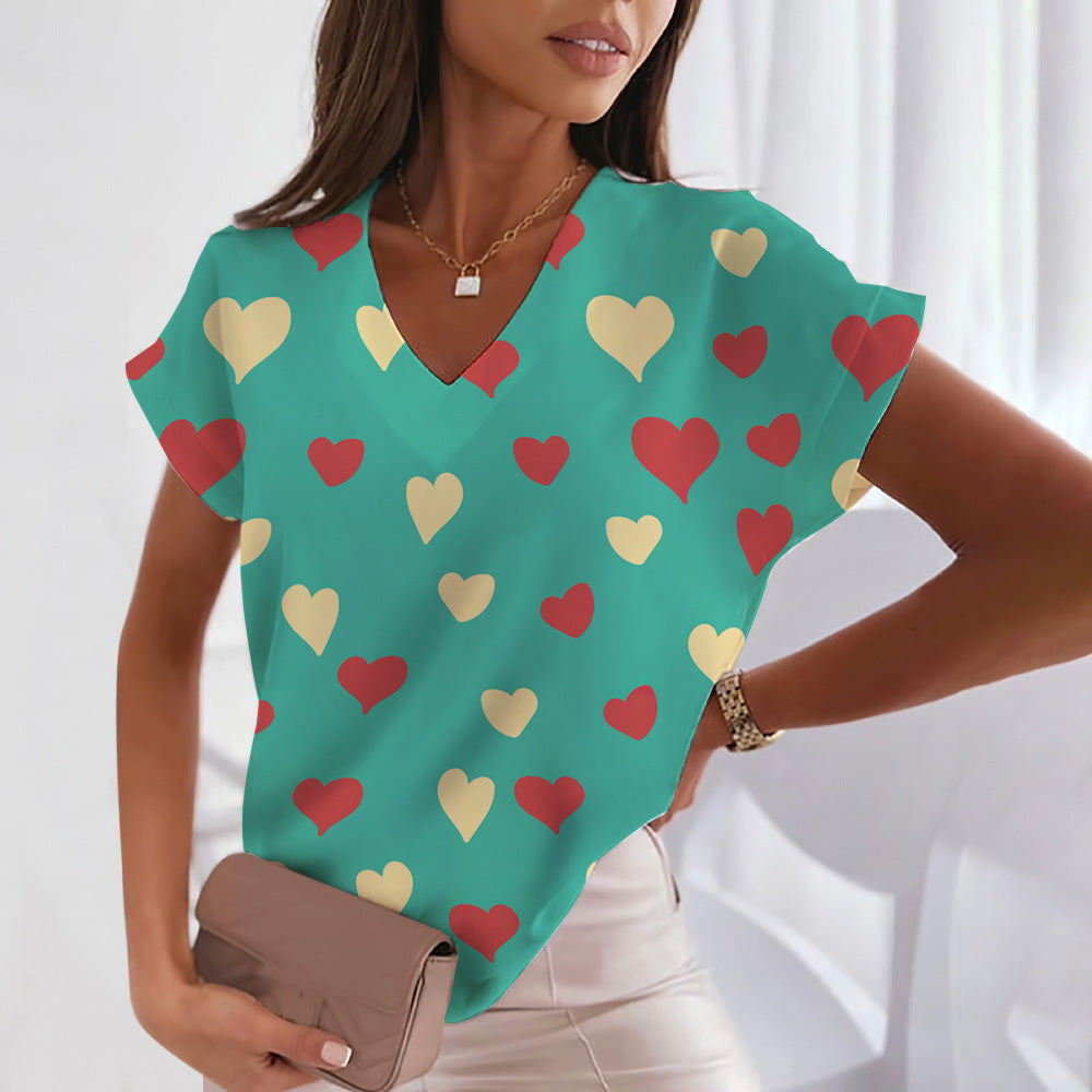 Printed Cute Sweet Short-sleeved T-shirt